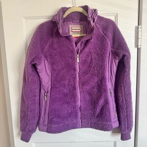 HUNTER Original Midlayer Fleece Sherpa Purple Women's Med Full Zip Jacket Hoodie
